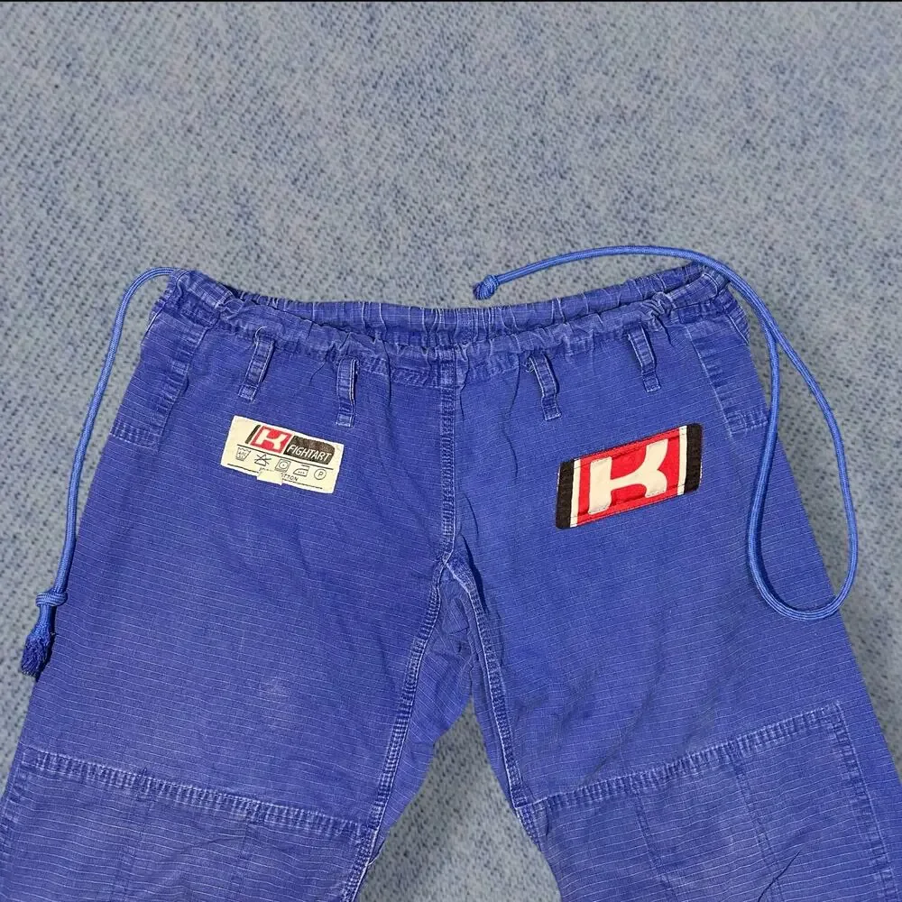 Fightart BJJ Gi Pants - Blue Cotton Ripstop Martial Arts Pants - Size M-L